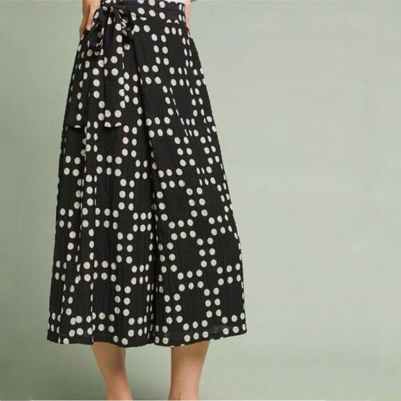 Anthropologie Eva Franco Palazzo Pants Black White Polka Dot Work Boho Size 4 - Picture 15 of 16